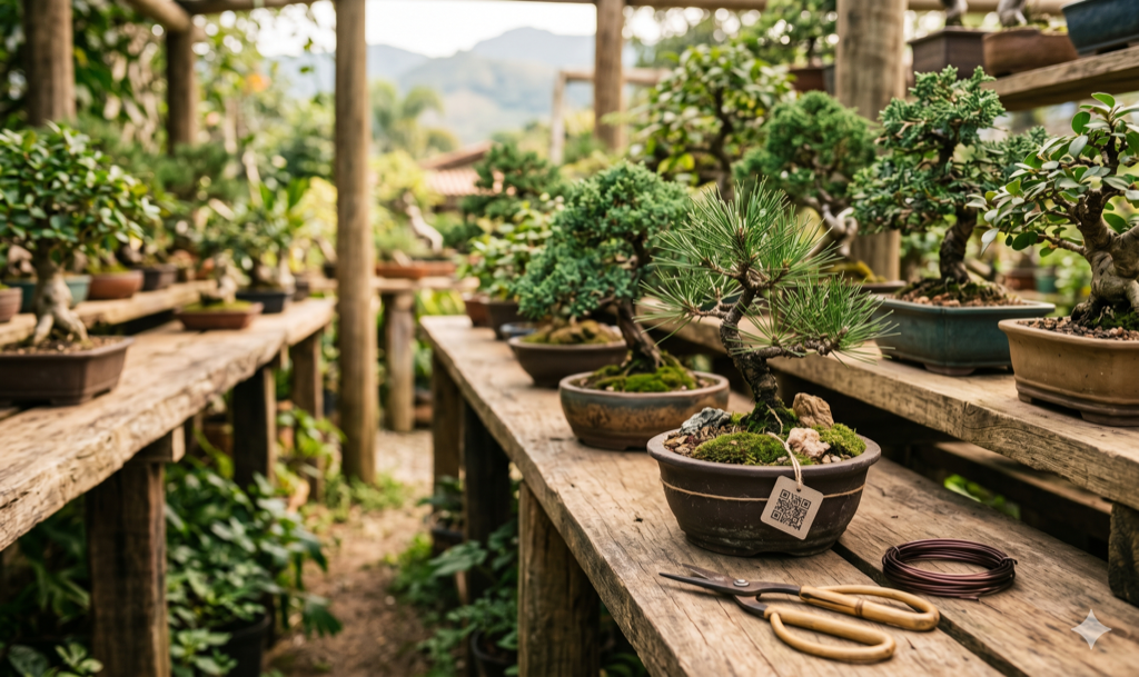 Coleção de bonsai organizada com Quero QR
