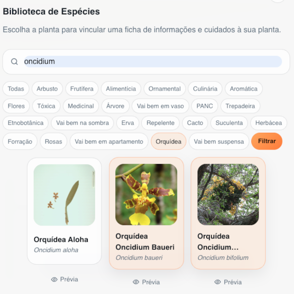 Biblioteca de Espécies