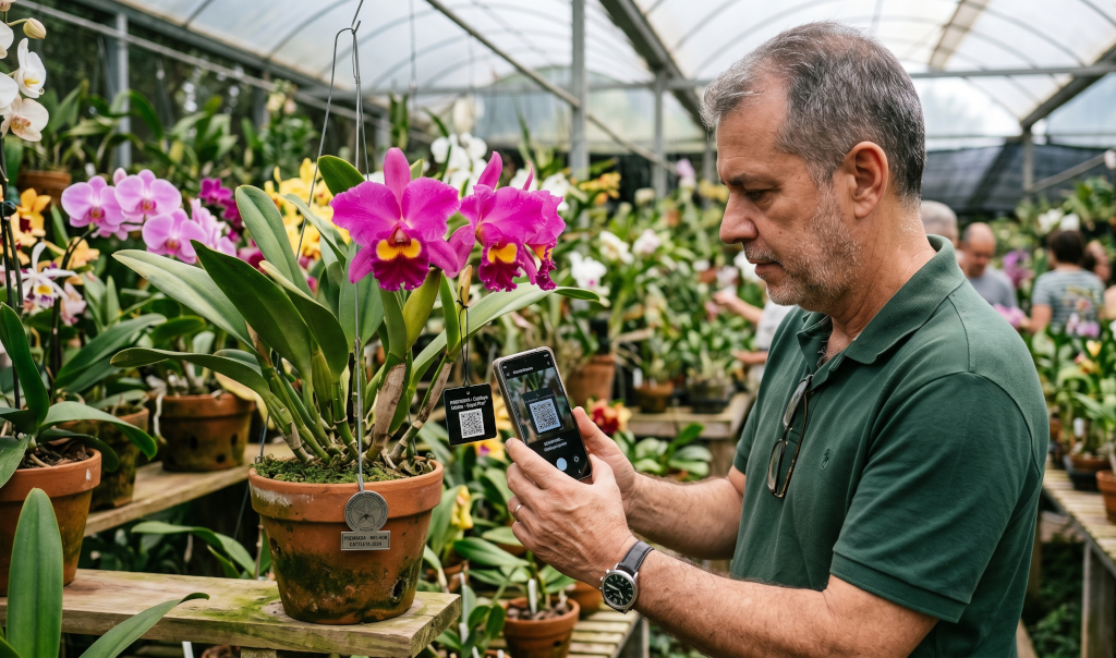 Orquidário organizado com Quero QR
